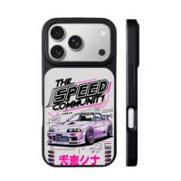 Pink JDM race car Speed Community iPhone 17 Pro Max Black Case