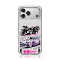 Pink JDM race car Speed Community iPhone 17 Pro Max Electroplated Silver Case1