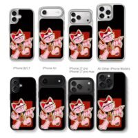 Pink maneki neko lucky cat with tag Chris Brown Phone Case Black Electroplated Silver For Iphone 11 To 17