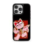 Pink maneki neko lucky cat with tag Phone Case for iPhone 11-17 & Samsung Galaxy S24-S26