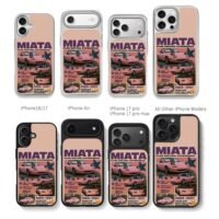 Pink Mazda Miata roadster poster Chris Brown Phone Case Black Electroplated Silver For Iphone 11 To 17