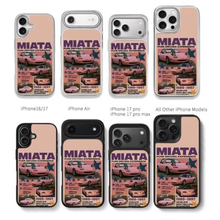 Pink Mazda Miata roadster poster Chris Brown Phone Case Black Electroplated Silver For Iphone 11 To 17