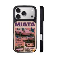 Pink Mazda Miata roadster poster iPhone 17 Pro Max Black Case