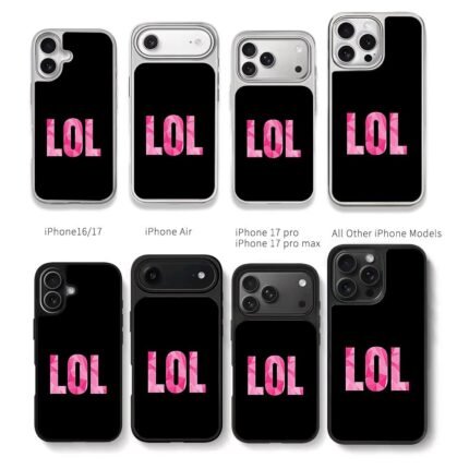 Pink polygonal LOL text on black bg Chris Brown Phone Case Black Electroplated Silver For Iphone 11 To 17