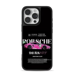 Pink Porsche 911 RS drift race car Phone Case for iPhone 11-17 & Samsung Galaxy S24-S26