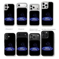 Pinup girl on blue neon Ford logo Chris Brown Phone Case Black Electroplated Silver For Iphone 11 To 17