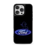 Pinup girl on blue neon Ford logo iPhone 16 Pro Max Black Case