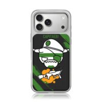 Pirate cartoon gun green splat iPhone 17 Pro Max Electroplated Silver Case1