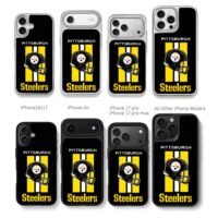 Pittsburgh Steelers helmet logo Chris Brown Phone Case Black Electroplated Silver For Iphone 11 To 17
