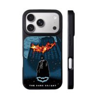 Pixel art Batman burning bat signal iPhone 17 Pro Max Black Case