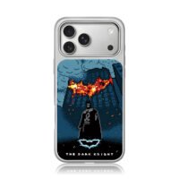 Pixel art Batman burning bat signal iPhone 17 Pro Max Electroplated Silver Case1