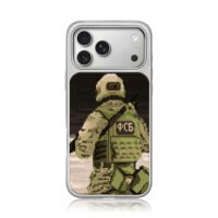 Pixel art FSB tactical camo soldier iPhone 17 Pro Max Electroplated Silver Case1