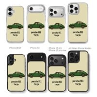 Pixel art green Porsche 911 Targa Chris Brown Phone Case Black Electroplated Silver For Iphone 11 To 17