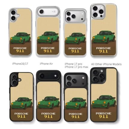 Pixel art green vintage Porsche 911 Chris Brown Phone Case Black Electroplated Silver For Iphone 11 To 17