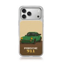 Pixel art green vintage Porsche 911 iPhone 17 Pro Max Electroplated Silver Case1