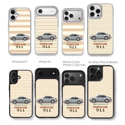 Pixel art Porsche 911 996 Carrera 4 Chris Brown Phone Case Black Electroplated Silver For Iphone 11 To 17