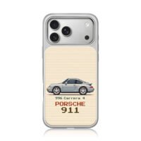 Pixel art Porsche 911 996 Carrera 4 iPhone 17 Pro Max Electroplated Silver Case1