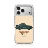 Pixel art Porsche 911 turbo print iPhone 17 Pro Max Electroplated Silver Case1