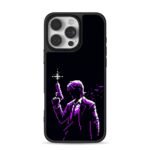 Pixel art purple hitman firing gun iPhone 16 Pro Max Black Case