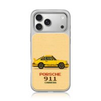 Pixel art yellow Porsche911 Carrera iPhone 17 Pro Max Electroplated Silver Case1