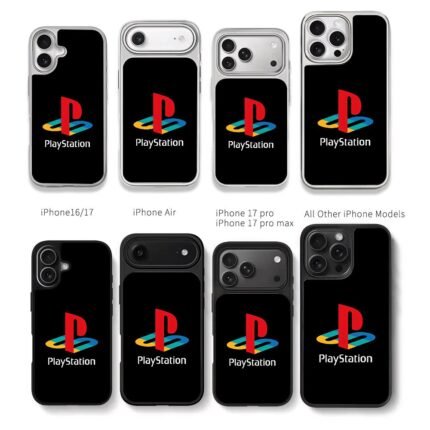 PlayStation logo red P multicolor Chris Brown Phone Case Black Electroplated Silver For Iphone 11 To 17