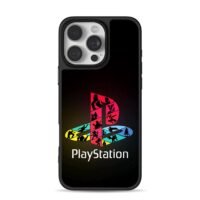 PlayStation logo with game figures iPhone 16 Pro Max Black Case