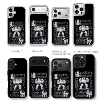 Pokemon Machop Machoke Machamp art Chris Brown Phone Case Black Electroplated Silver For Iphone 11 To 17