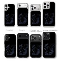Pokemon Mega Charizard X blue fire Chris Brown Phone Case Black Electroplated Silver For Iphone 11 To 17