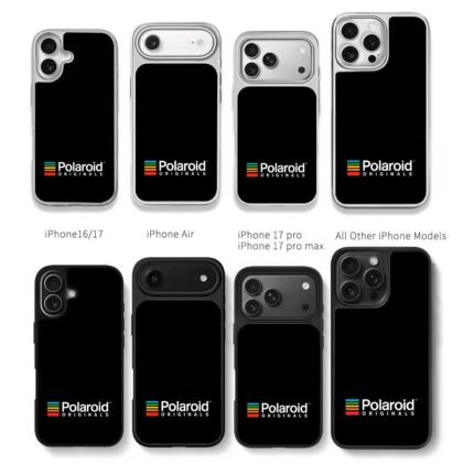 Polaroid Originals logo with stripe Chris Brown Phone Case Black Electroplated Silver For Iphone 11 To 17