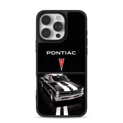 Pontiac GTO white striped muscle car iPhone 16 Pro Max Black Case