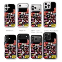 Pop band cartoon sticker collage Chris Brown Phone Case Black Electroplated Silver For Iphone 11 To 17