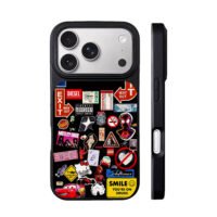 Pop band cartoon sticker collage iPhone 17 Pro Max Black Case
