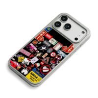 Pop band cartoon sticker collage iPhone 17 Pro Max Electroplated Silver Case2