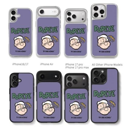 Popeye head with pipe TYAKASHA logo Chris Brown Phone Case Black Electroplated Silver For Iphone 11 To 17