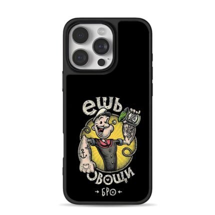 Popeye holding spinach can tattoos iPhone 16 Pro Max Black Case