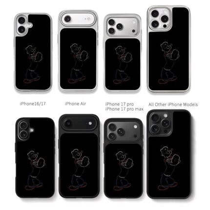 Popeye the Sailor line art cartoon Chris Brown Phone Case Black Electroplated Silver For Iphone 11 To 17