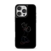 Popeye the Sailor line art cartoon iPhone 16 Pro Max Black Case