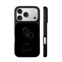 Popeye the Sailor line art cartoon iPhone 17 Pro Max Black Case