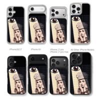Poppy art with big eye and Im Poppy Chris Brown Phone Case Black Electroplated Silver For Iphone 11 To 17