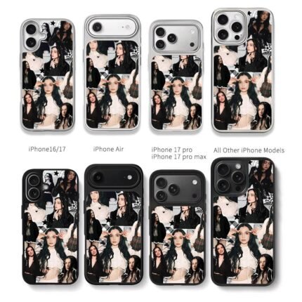 Poppy long black hair collage Chris Brown Phone Case Black Electroplated Silver For Iphone 11 To 17