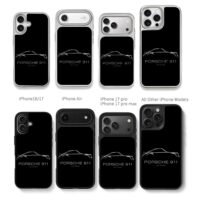 Porsche 911 50 years silhouette Chris Brown Phone Case Black Electroplated Silver For Iphone 11 To 17