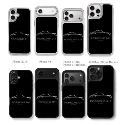 Porsche 911 50 years silhouette Chris Brown Phone Case Black Electroplated Silver For Iphone 11 To 17