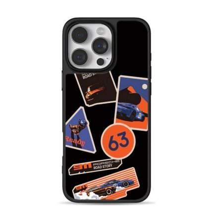 Porsche 911 race car astro stickers iPhone 16 Pro Max Black Case