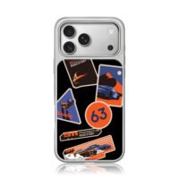 Porsche 911 race car astro stickers iPhone 17 Pro Max Electroplated Silver Case1