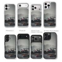 Porsche 92 race car foggy wet scene Chris Brown Phone Case Black Electroplated Silver For Iphone 11 To 17