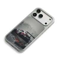 Porsche 92 race car foggy wet scene iPhone 17 Pro Max Electroplated Silver Case2