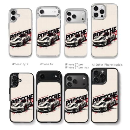Porsche race car with red black art Chris Brown Phone Case Black Electroplated Silver For Iphone 11 To 17