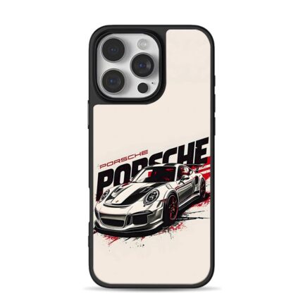 Porsche race car with red black art iPhone 16 Pro Max Black Case