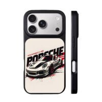 Porsche race car with red black art iPhone 17 Pro Max Black Case