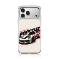 Porsche race car with red black art iPhone 17 Pro Max Electroplated Silver Case1